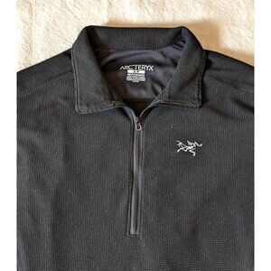 Arcteryx Men's Base Layer Thermal Black 1/4 Zip Mock Neck Microfiber Fleece SM